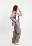 Damski szary garnitur oversize w paski - Harper