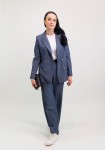 Damski granatowy garnitur oversize w paski - Harper