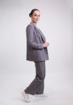 Damski ciemnoszary garnitur oversize w paski - Harper
